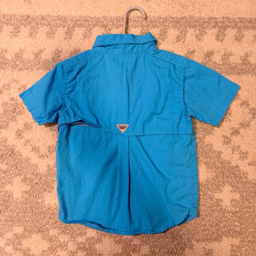 Columbia PFG Kids Short Sleeve Button-Down Shirt Bundle - Bright Blue & Aqua - Picture 3 of 6